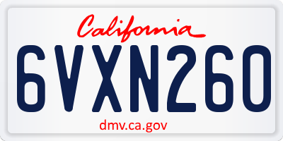 CA license plate 6VXN260