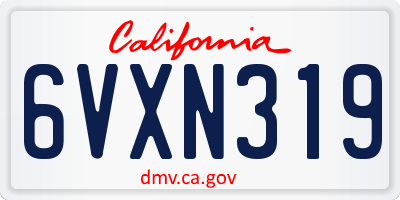 CA license plate 6VXN319
