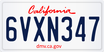 CA license plate 6VXN347