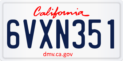 CA license plate 6VXN351