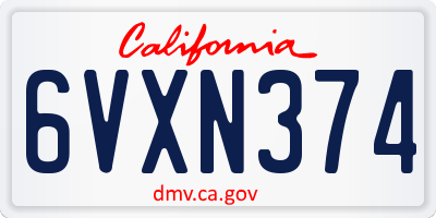 CA license plate 6VXN374
