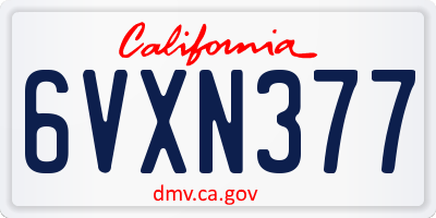 CA license plate 6VXN377