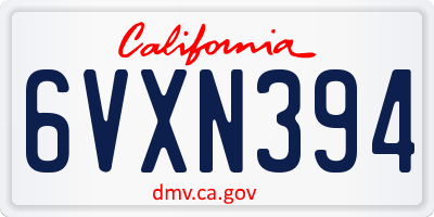 CA license plate 6VXN394
