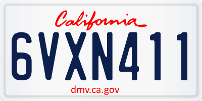 CA license plate 6VXN411