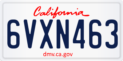 CA license plate 6VXN463
