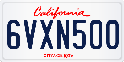 CA license plate 6VXN500