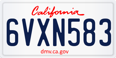 CA license plate 6VXN583