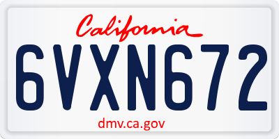 CA license plate 6VXN672