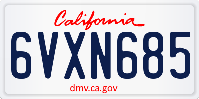 CA license plate 6VXN685