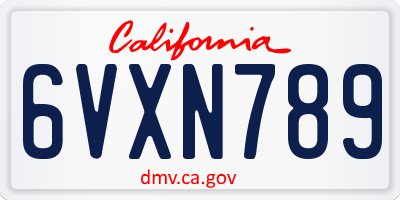CA license plate 6VXN789