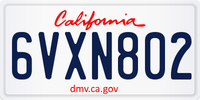 CA license plate 6VXN802