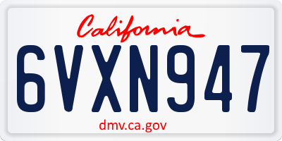 CA license plate 6VXN947