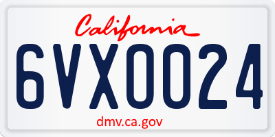 CA license plate 6VXO024