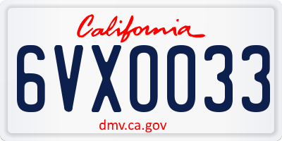 CA license plate 6VXO033
