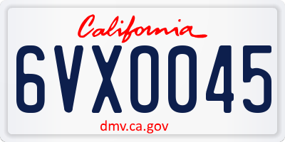 CA license plate 6VXO045