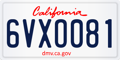 CA license plate 6VXO081