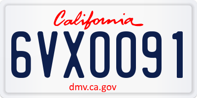CA license plate 6VXO091