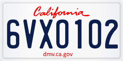 CA license plate 6VXO102