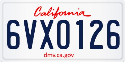 CA license plate 6VXO126