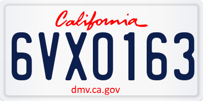 CA license plate 6VXO163