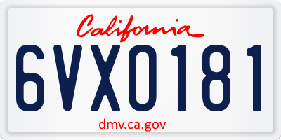 CA license plate 6VXO181