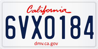 CA license plate 6VXO184