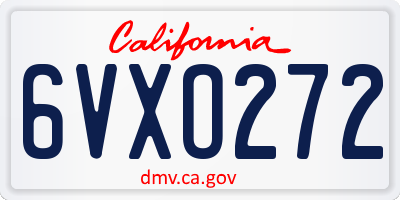 CA license plate 6VXO272