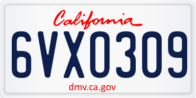 CA license plate 6VXO309