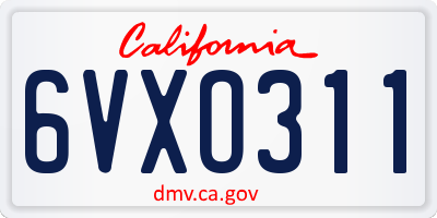 CA license plate 6VXO311