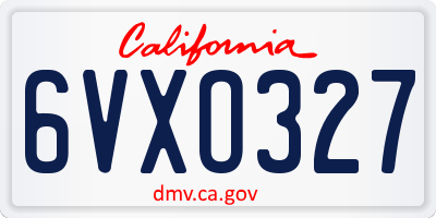 CA license plate 6VXO327