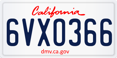 CA license plate 6VXO366