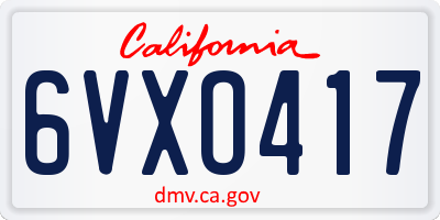 CA license plate 6VXO417