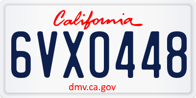 CA license plate 6VXO448