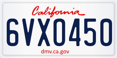 CA license plate 6VXO450
