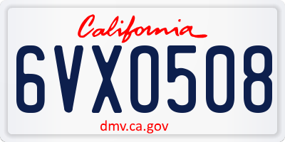 CA license plate 6VXO508
