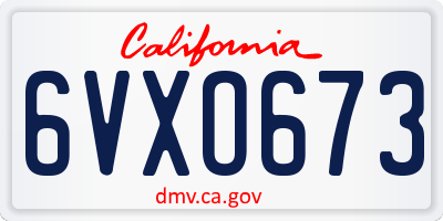 CA license plate 6VXO673