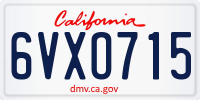 CA license plate 6VXO715