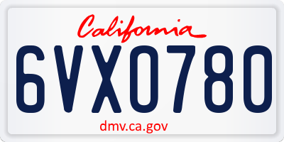 CA license plate 6VXO780
