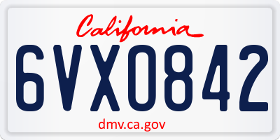 CA license plate 6VXO842