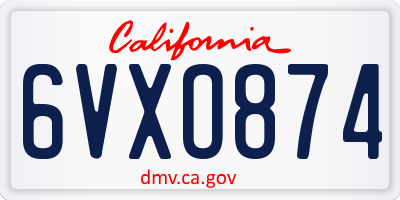 CA license plate 6VXO874
