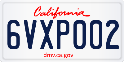 CA license plate 6VXP002