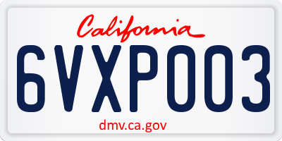 CA license plate 6VXP003