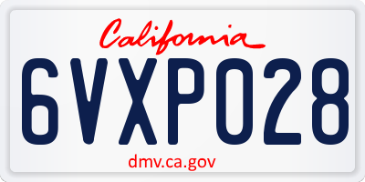 CA license plate 6VXP028