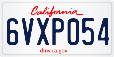 CA license plate 6VXP054
