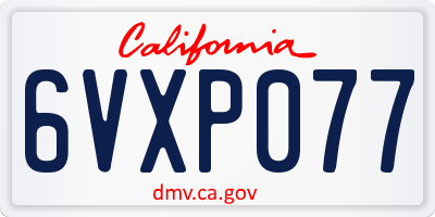 CA license plate 6VXP077