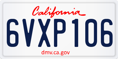 CA license plate 6VXP106