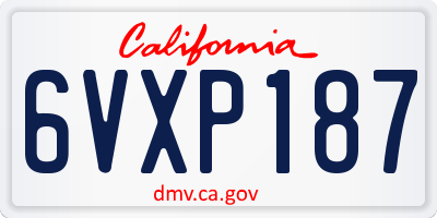 CA license plate 6VXP187