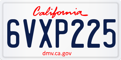 CA license plate 6VXP225