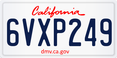 CA license plate 6VXP249