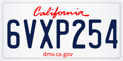 CA license plate 6VXP254